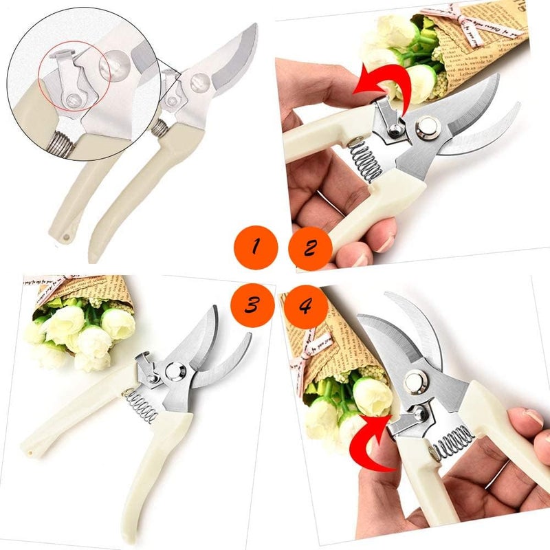 Leize Flower Scissors Set, 2 Pack Premium Thickened Stainless Steel Floral Shears, Strong Pruner for Flowers, Branches and Leaves, Upgrade - Image 4